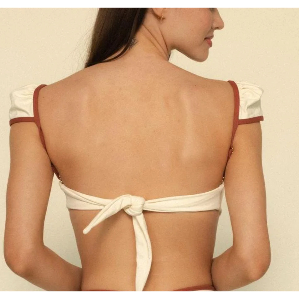 NEW MONTCE OAT TERRACOTTA BINDED CABANA BOWS BIKINI SWIMSUIT SWIM TOP SZ M - Picture 4 of 12